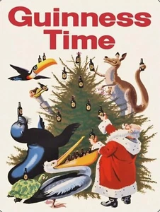 GUINNESS TIME XMAS Metall Blech Wandschild Plakette Retro Bier Pub Bar Männerhöhle - Bild 1 von 1