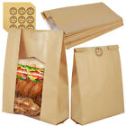 50Pcs Kraft Bread Bags With Thank You Stickers Waterproof And Oil Haoyi