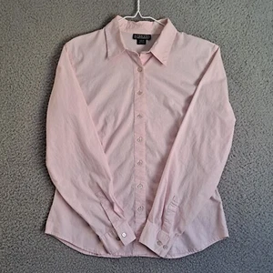 Lands End Damen 12 rosa Langarm Stretch Knopfleiste Shirt Prinzessin Nähte - Bild 1 von 12