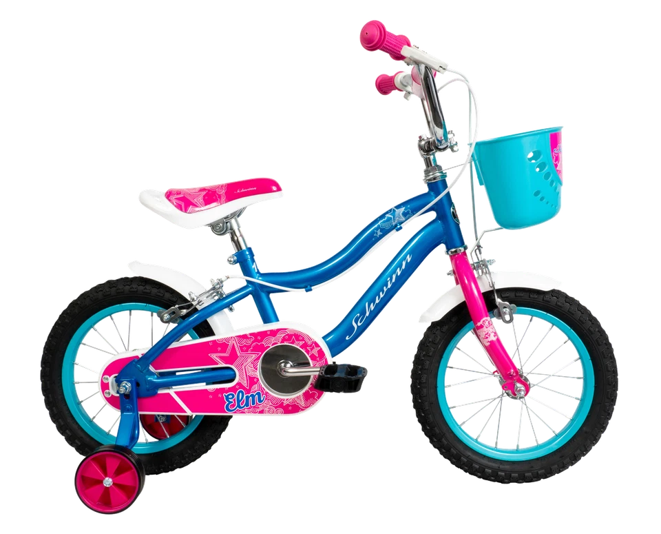 Schwinn Elm 14" Wheel Kids Girls Bike With Stabilisers Age 4+ Blue Pink - Image 1 of 4