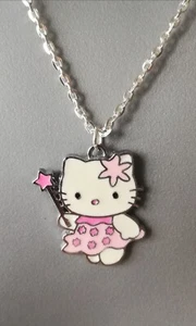 Pale Pink Hello Kitty Pendant & 17 inch Necklace - Silver Plated - Kitty 8 - Picture 1 of 4