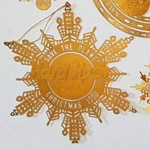 HRC XMAS TREE SAVE THE PLANET HANGING GOLD DECORATION 90 Hard Rock Cafe NOT PIN - Picture 1 of 1