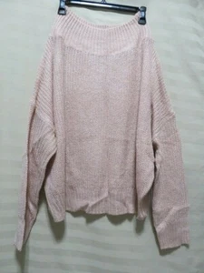 Exlura Women's Off Shoulder Batwing Sleeve Oversized Sweater - Pink - NWT - Picture 1 of 5