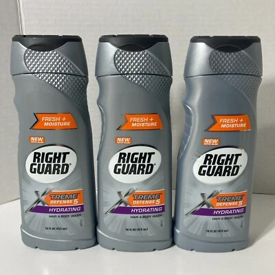 4 瓶 Right Guard Xtreme Defense 保湿头发和沐浴露已停产  — 第 1/4 张图片