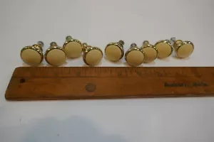 10 Vintage Round GOLD W White Centers Door Knobs Drawer Cabinet Kitchen Hand - Picture 1 of 3