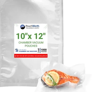 1,000 pcs Clear 10" x 12", 3 mil Vacuum Chamber Bags Great for Food Vac Storage - Picture 1 of 8
