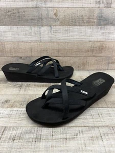 Teva Mush schwarze Damen-Sandalen Keilabsatz Riemchen-Flip-Flops Zehenschlaufe Größe 9 - Bild 1 von 8