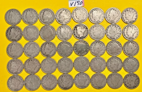 Liberty V Nickels Roll of 40 US Coins | V Nickel Lot | Estate Sale #V170 Cover