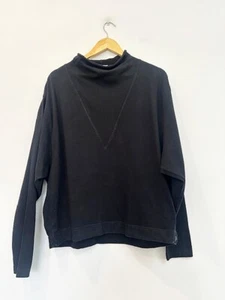 Designer Bassike Size M Black Organic Cotton Relaxed Fit Women's Sweatshirt - Picture 1 of 4