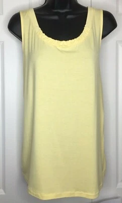 Relativity Ruched Neck Sleeveless Tank Top Womens XL Yellow Soft Rayon Spandex - Image 1 of 4