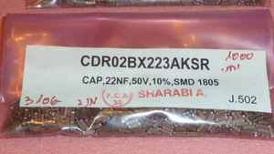 NEU 50 Stück AVX CDR02BX223AKSR IC Kappe Keramik 0,022uF 50V BX 10% Pad SMD 1805 BEUTEL - Bild 1 von 6