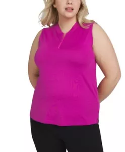 Lands' End Ladies' Active Quarter Zip Sleeveless Polo Pink Size-XL - Picture 1 of 4