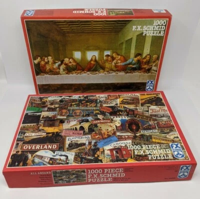 F.X. Schmid Puzzles Last Supper & All Aboard Lot of 2 1000 piece Jigsaw - Image 1 of 4