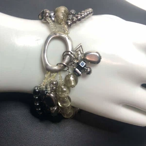 5120 Silpada Sterling Silver Hematite HAILSTONE Stretch 5 strand Bracelet B1935 - Picture 1 of 3