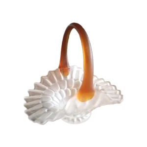 Vintage Unmarked Frosted Thumbprint Amber Handle Depression Glass Beautiful - Picture 1 of 6