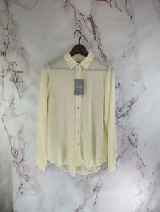 Blusa Everlane Top Mujer Pequeña 4 Amarilla The Clean Silk Relajada Abotonada - Imagen 1 de 8