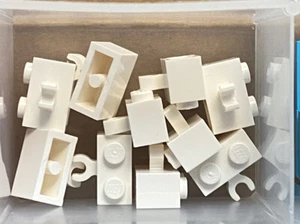 LEGO Parts - White Brick, Modified 1 x 2 with Clip - No 30237b - QTY 10 - Picture 1 of 1