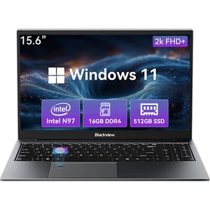 Blackview Laptop 15,6 cala Notebook 16GB DDR4 512GB SSD Intel 12th N97 3,6GHz W11 - Zdjęcie 1 z 13