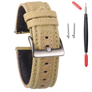 Canvas Watch Bands, Quick Release Watch Strap, Military Fabric Replacement Bands - Picture 1 of 34