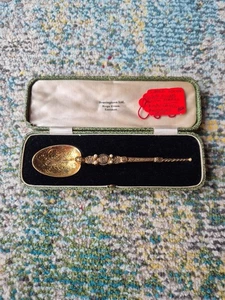 1936 Gilded Silver Anointing Spoon With Pearls, In Original Box - Picture 1 of 8