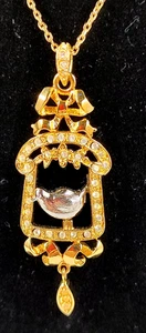 Signed Tatiana Faberge Imperial Collection Rhinestone Bird 18" Pendant Necklace - Picture 1 of 8