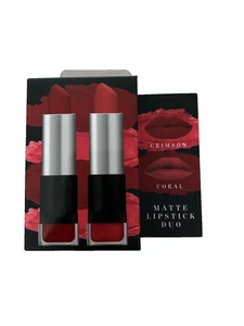 Ellen Tracy Matte Lipstick Duo Crimson Coral - Picture 1 of 3