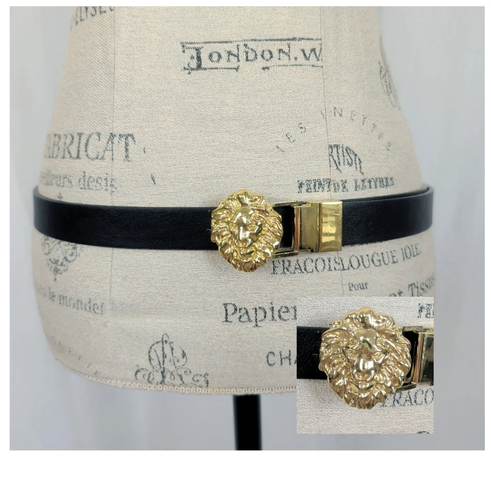 Vintage Lions Head Buckle Belt Large Black Brown Reversible - Image 1 of 4