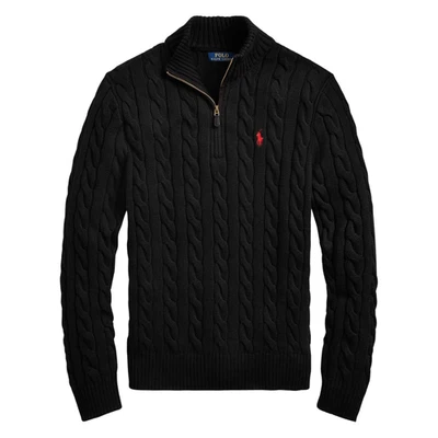 Jersey de algodón Ralph Lauren tejido con cable manga larga media cremallera para hombre | Calce ajustado Foto 1 de 3