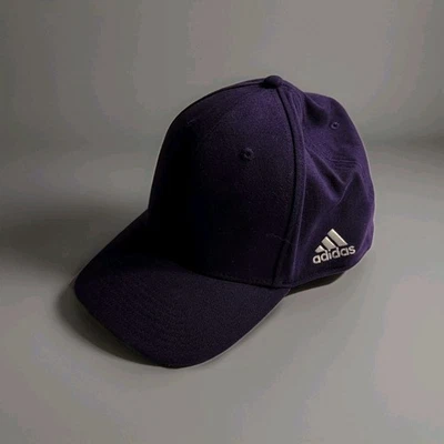 NUEVO SIN ETIQUETAS XXL Adidas Logo Púrpura Gorra Cerrada Espalda Talla Única ¡Lo más raro!  Foto 1 de 4