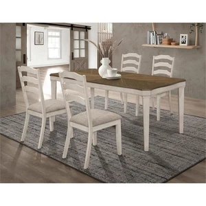 Coaster Ronnie 5-piece Wood Starburst Dining Table Set Khaki and Rustic Cream - Picture 1 of 13