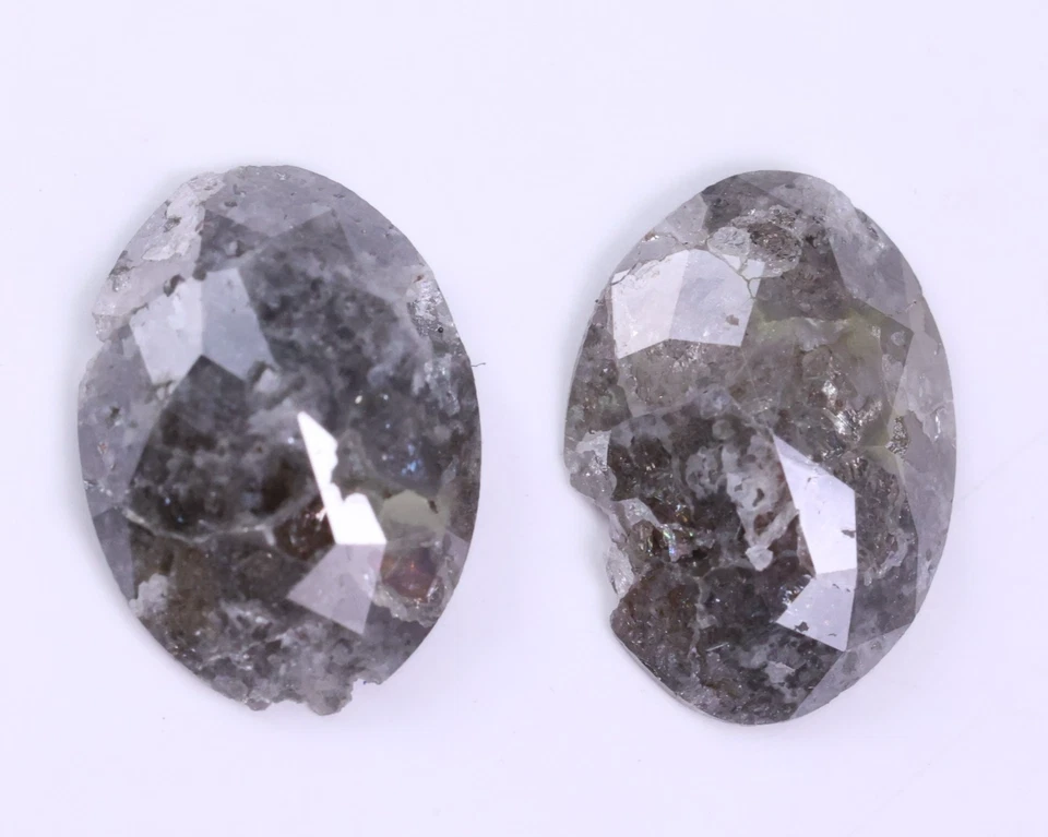 2.03 CT Salt And Pepper Diamond Natural Loose Diamond Oval Shape Diamond Pair - Image 1 of 4