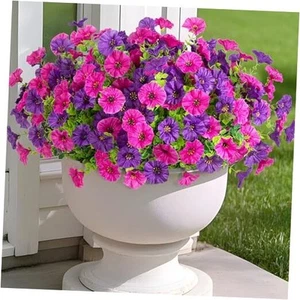 Artificial Flowers for Outdoor Spring Summer Decoration, 10 Bundles Fake - Picture 1 of 8