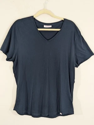Camiseta Orlebar Marrón Azul Marino Ajuste a Medida Cuello en V Talla XL 100% Algodón Todos los Días  Foto 1 de 4