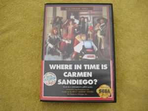Where in Time Is Carmen Sandiego (Sega Genesis, 1992) scatola carrello opera NO MANUALE - Foto 1 di 2
