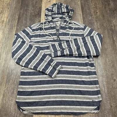 Sudadera con capucha a rayas Woolrich para hombre L azul gris cáñamo mezcla de algodón manga larga Foto 1 de 4