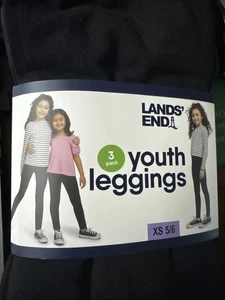 Lands' End Youth 3-pack Legging Set - Black - XS 5/6 B81 - Picture 1 of 2