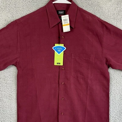Haggar Shirt Button Up Men Small Maroon Performance Cool Short Sleeve Casual NEW - Image 1 of 4
