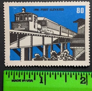Póster estampado vintage del primer ferrocarril elevado de Chicago - Imagen 1 de 2