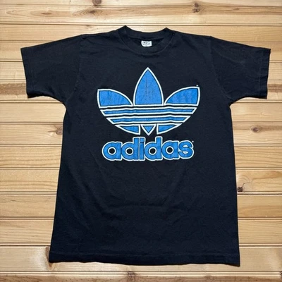 Vintage 80s 90s Adidas Trefoil Logo Single Stitch Graphic T-Shirt USA - Medium - Image 1 of 4