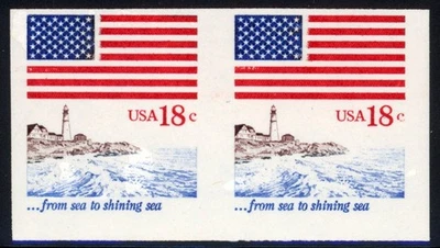 United States 1981 Flag and Anthem Sc# 1891a Scarce Imperforate Pair Mint XF NH - Image 1 of 2