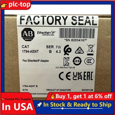 Allen-Bradley 1794-AENT New Flex I/O EtherNet/IP Adaptor AB 1794AENT US Free Tax - Image 1 of 4