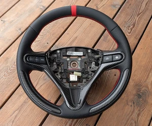 NEW LEATHER Honda Civic 2006-2011 OEM Black Steering Wheel Red Stripe 8th gen. - Picture 1 of 12