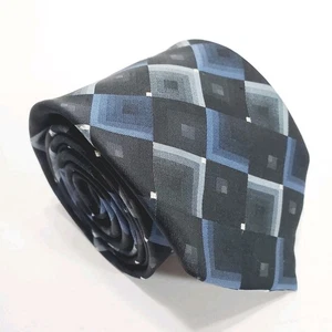 Stafford Performance Blue & Black Geometric Men's Designer Silk Necktie - Picture 1 of 5