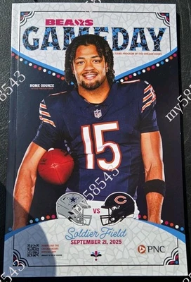 Dallas Cowboys Chicago Bears GAME DAY PROGRAM 9/21/2025 Rome Odunze on Cover - Image 1 of 2