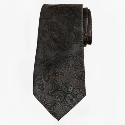 JOHN HENRY Mens Necktie Black Tonal York Paisley Classic 3.25 Woven Designer Tie - Image 1 of 4