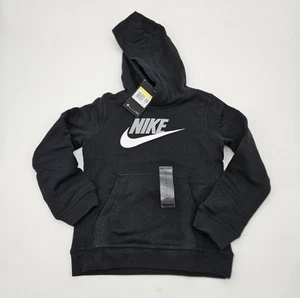 Nike Standard FIT Pullover Sweatshirt Boys Size Small Black CJ7861 011 Hoodie - Picture 1 of 3