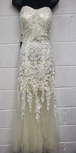 Grace Karin Ivory Floral Embroidered Corset Back Gown Dress Size 8 BNWT. PWM - Picture 1 of 10