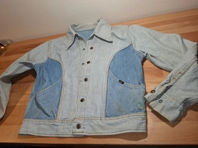 Chaqueta de mezclilla reversible Lee Snap Front años 70 de colección #VT467 Foto 1 de 4