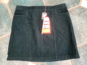 new tags oasis uk 16 bottle green corduroy skirt straight back zip L 18" - Picture 1 of 6