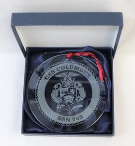 SSN 762 USS Columbus Nuclear Submarine CPO Chief Navy Glass Christmas Ornament - Picture 1 of 4